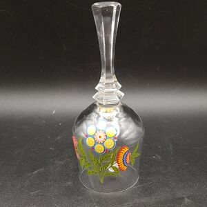 Vintage Floral Hand-Painted Glass Bell 4.5 Inches Tall